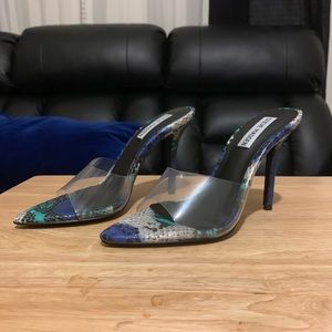 Steve Madden snakeskin clear strap sandal/heels
